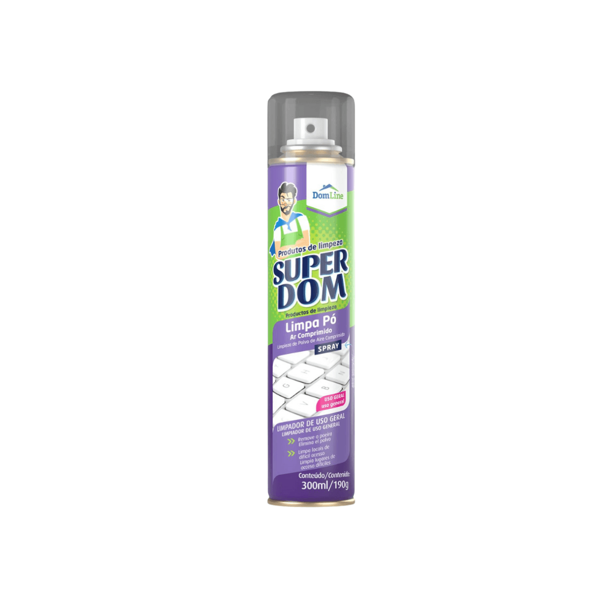 Limpa Pó Ar Comprimido Aerossol Super Dom 300ml Dom Line